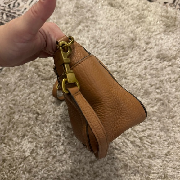 Tory Burch Frances mini crossbody pebbled leather bag cognac tan w/ gold - Picture 7 of 10
